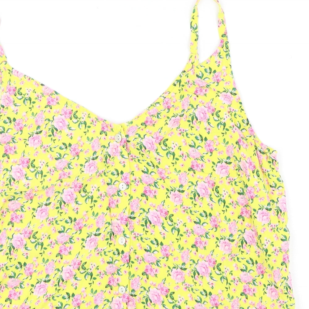 Papaya Womens Multicoloured Floral Viscose Basic Tank Size 16 V-Neck