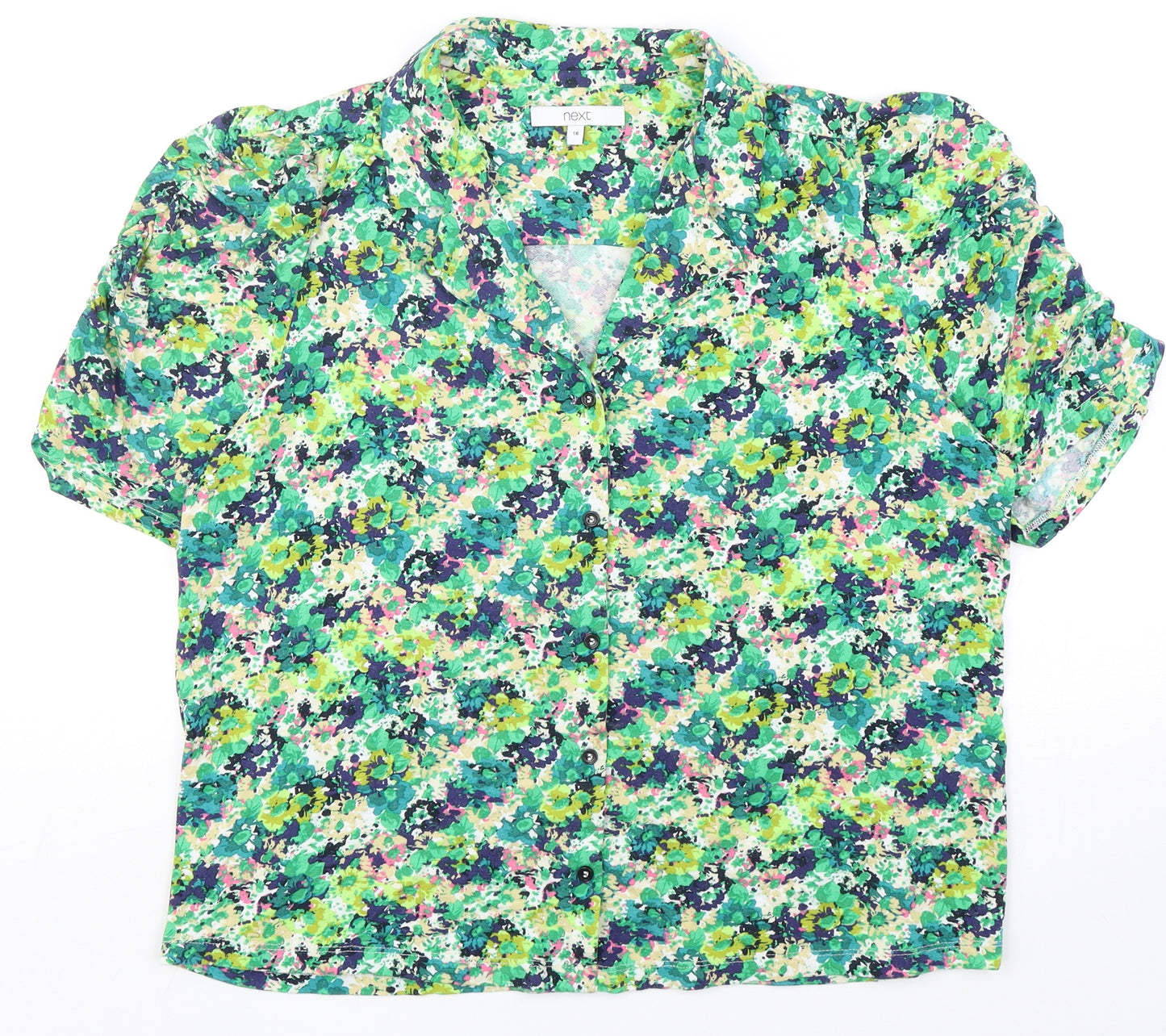 NEXT Womens Multicoloured Floral Viscose Basic Button-Up Size 16 Collared