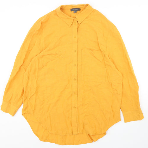 Primark Womens Orange  Linen Shirt Dress  Size 12  Collared