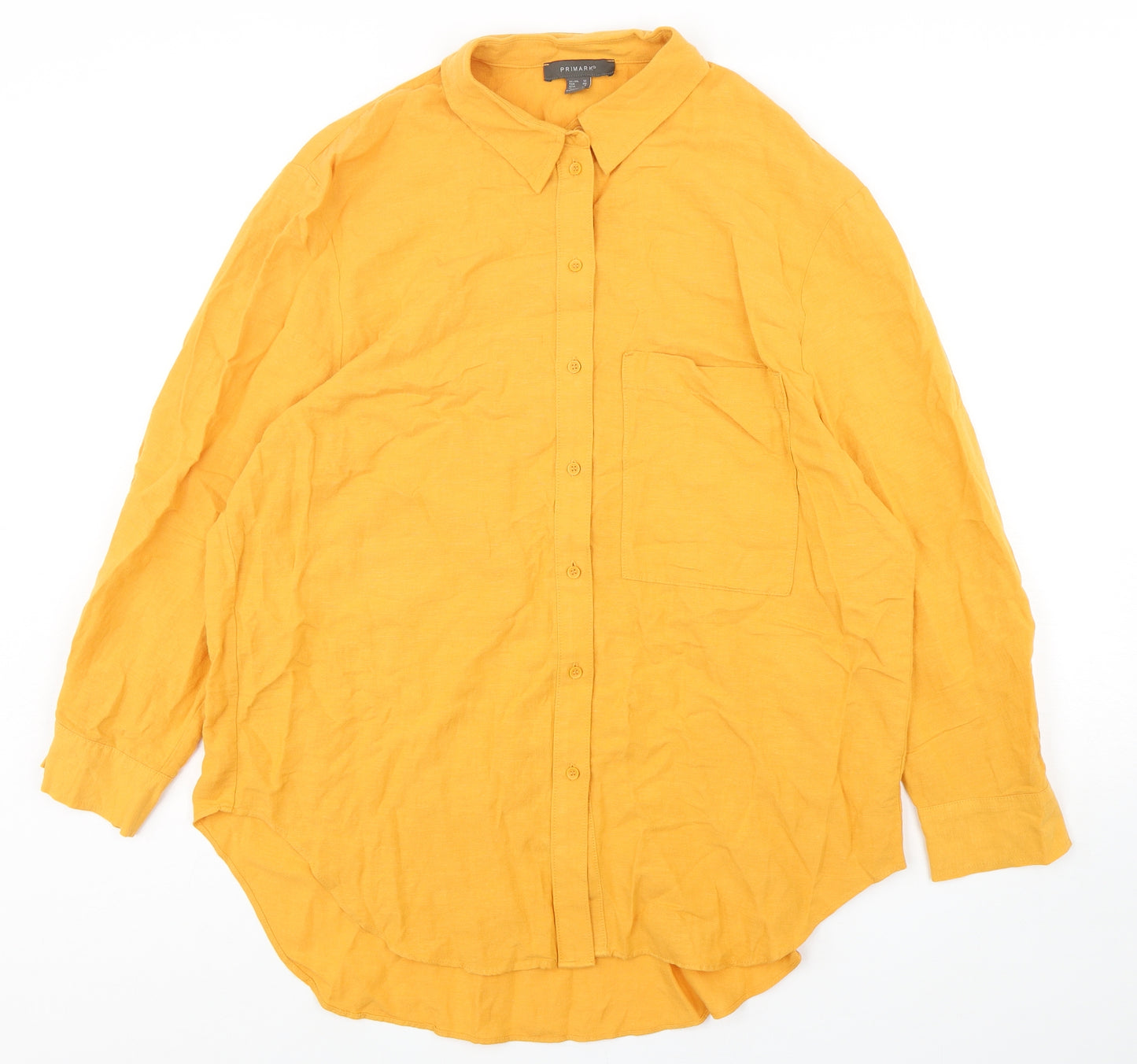 Primark Womens Orange  Linen Shirt Dress  Size 12  Collared