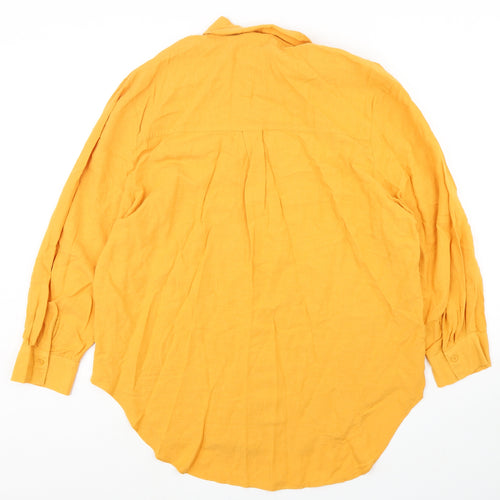 Primark Womens Orange  Linen Shirt Dress  Size 12  Collared