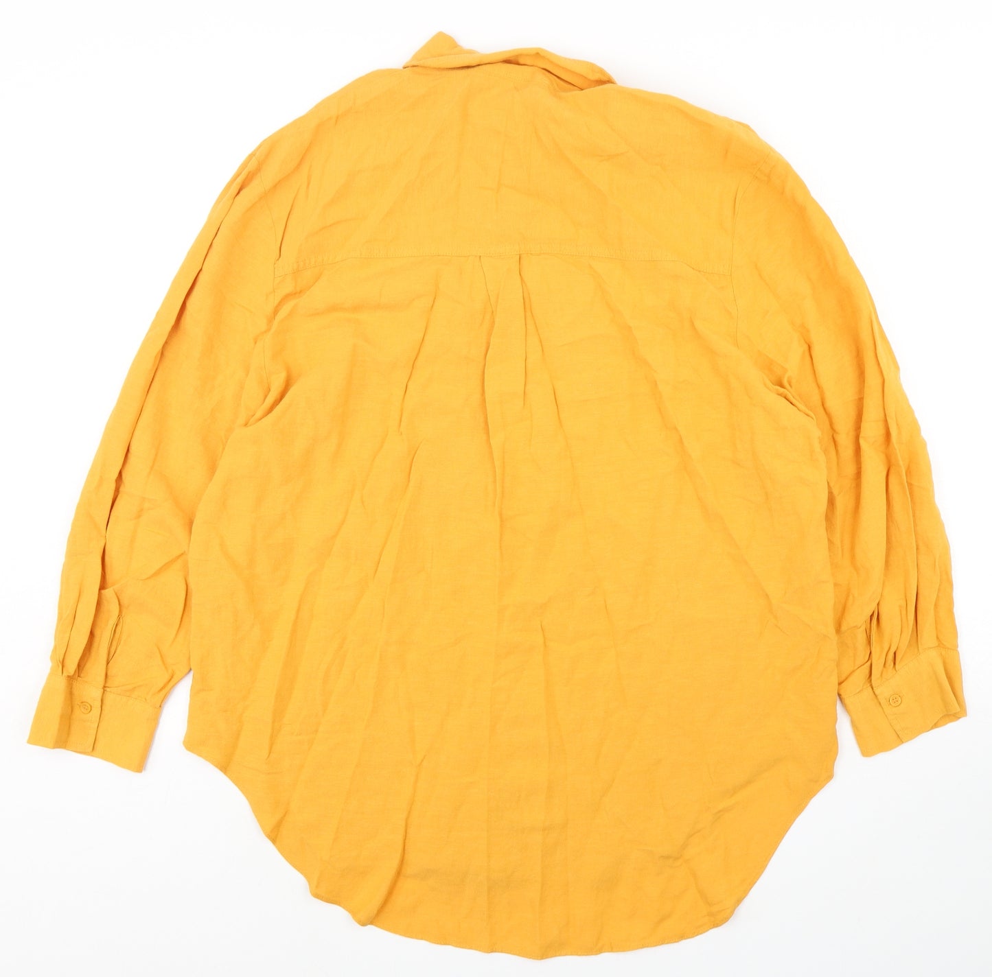 Primark Womens Orange  Linen Shirt Dress  Size 12  Collared