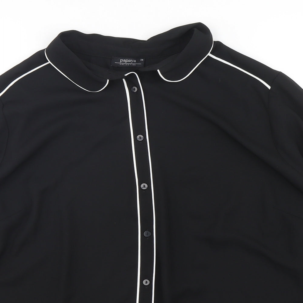 Papaya Womens Black  Polyester Basic Button-Up Size 20 Collared
