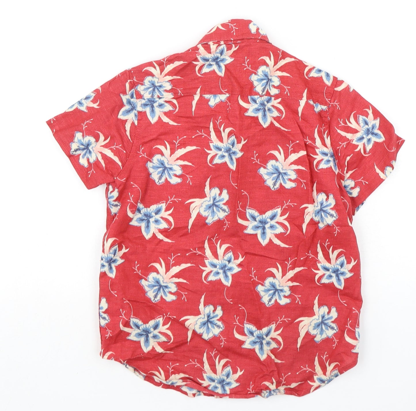 NEXT Boys Red Floral Linen Basic Button-Up Size 4 Years Collared Button