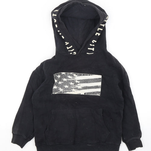 Zara Boys Black  Cotton Pullover Hoodie Size 6 Years  Pullover - USA