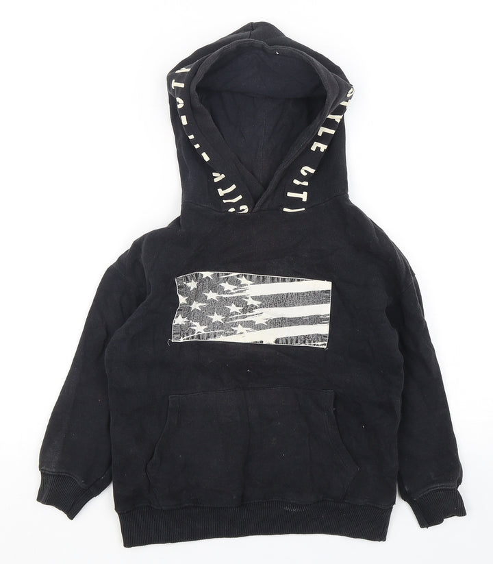 Zara Boys Black Cotton Pullover Hoodie Size 6 Years Pullover - USA