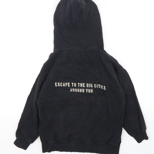 Zara Boys Black  Cotton Pullover Hoodie Size 6 Years  Pullover - USA