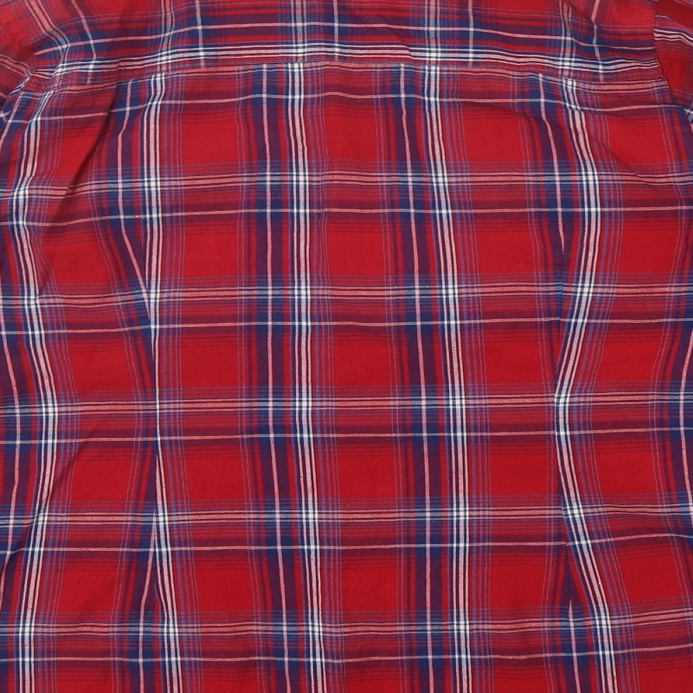 Yours Womens Red Plaid Cotton Basic Button-Up Size 26 Collared