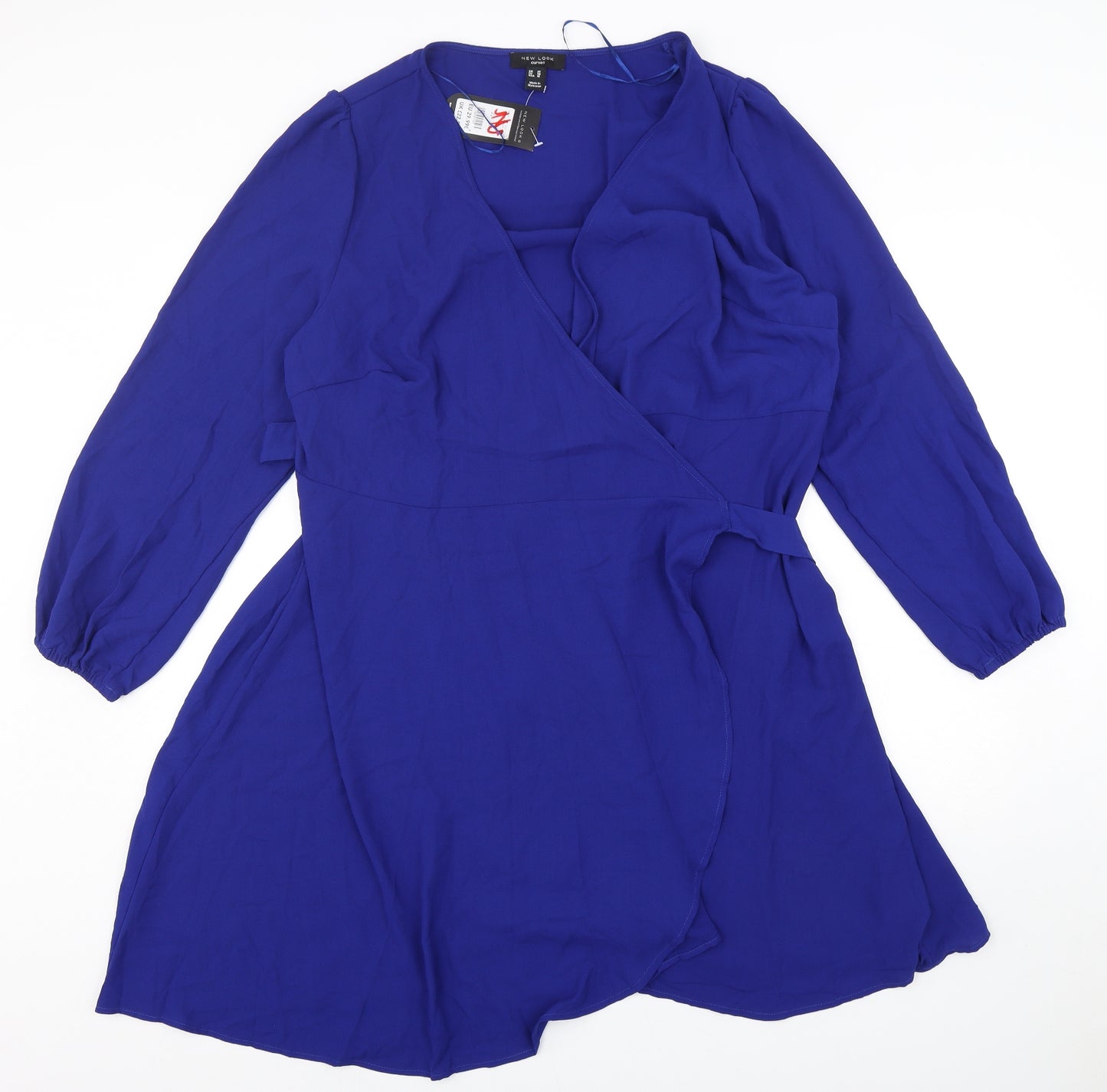 New Look Womens Blue  Polyester Wrap Dress  Size 22  V-Neck