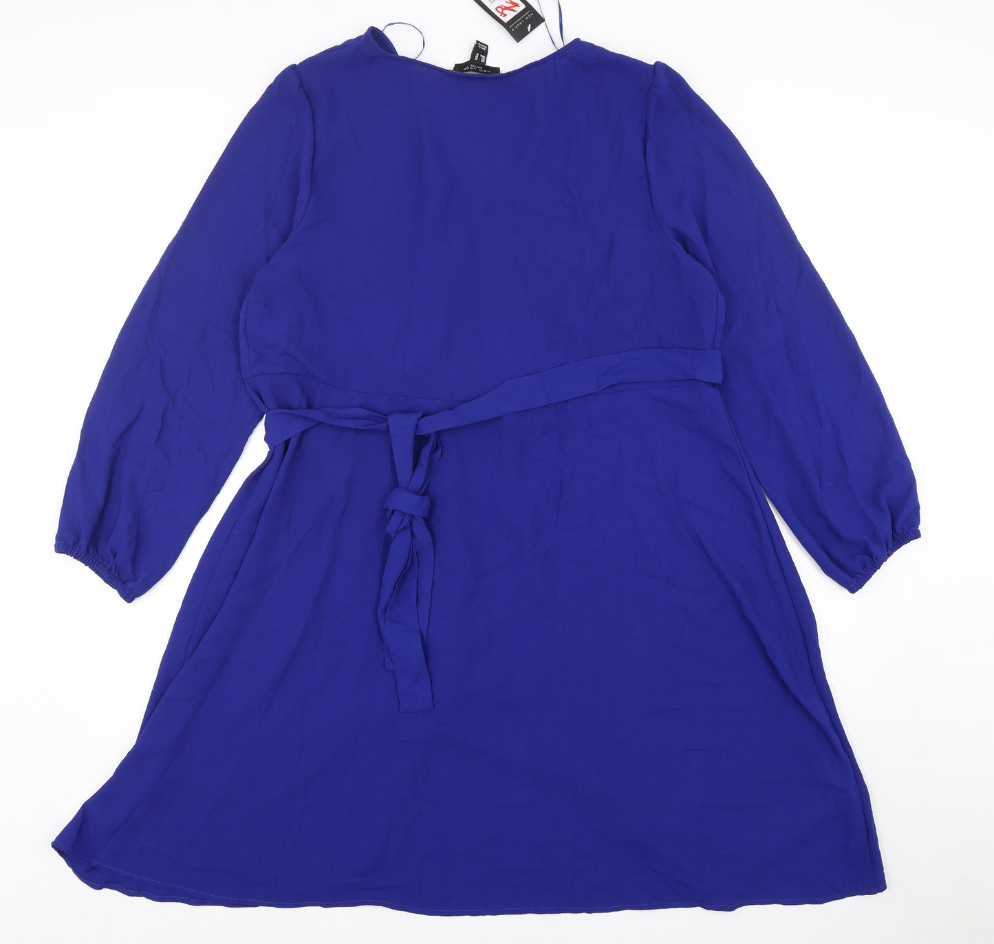New Look Womens Blue  Polyester Wrap Dress  Size 22  V-Neck