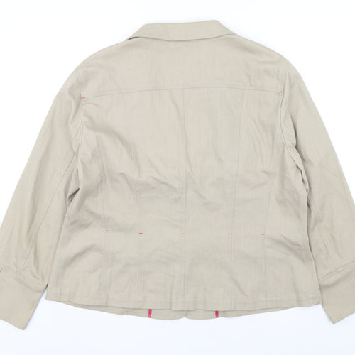 Judy French Womens Beige  Cotton Jacket Sport Coat Size 18