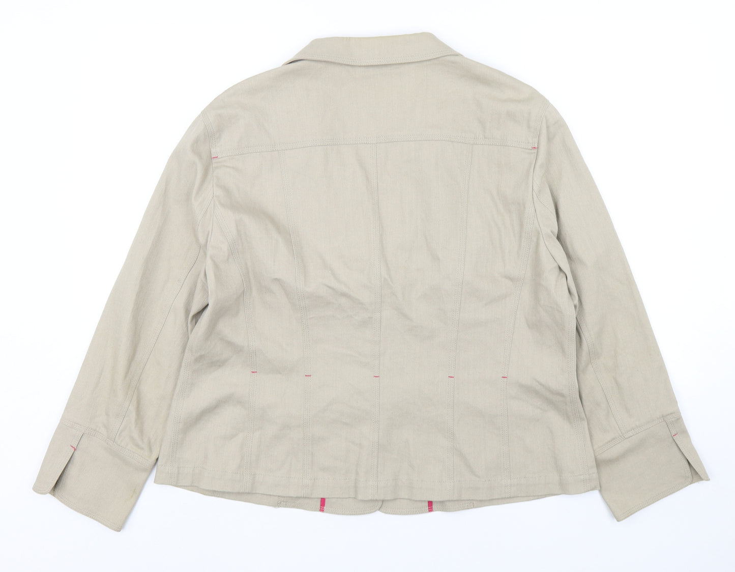Judy French Womens Beige  Cotton Jacket Sport Coat Size 18
