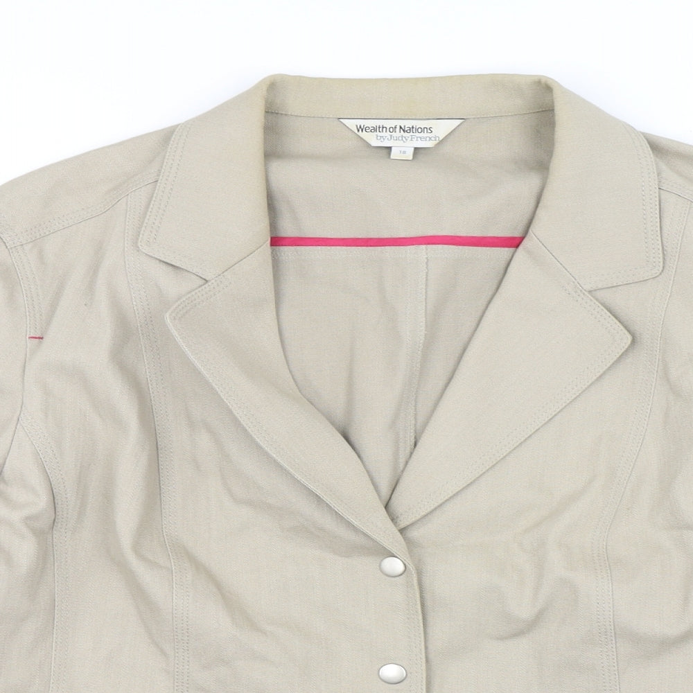 Judy French Womens Beige  Cotton Jacket Sport Coat Size 18