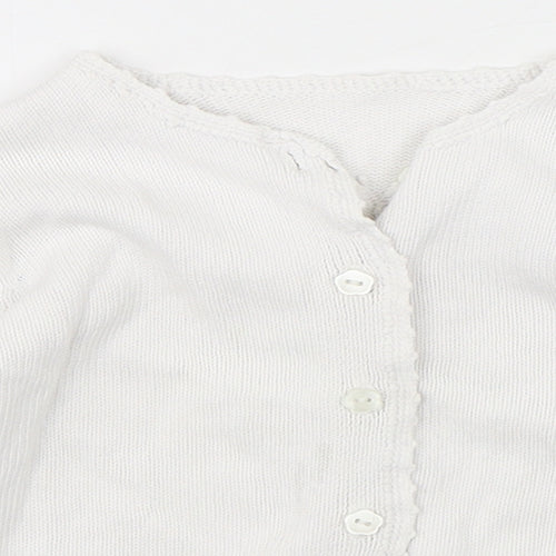Mothercare Girls White Round Neck  Cotton Cardigan Jumper Size 2-3 Years  Button