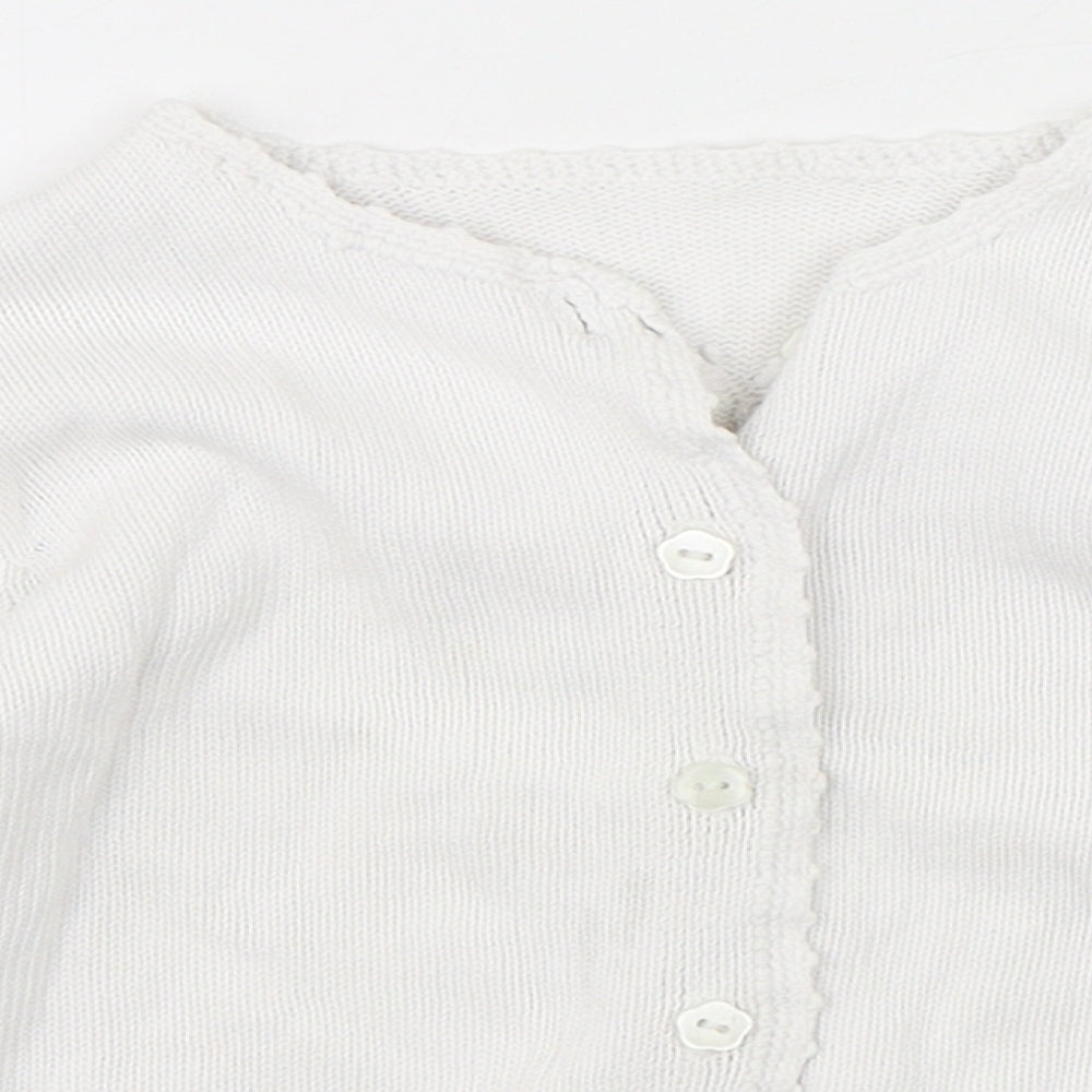 Mothercare Girls White Round Neck  Cotton Cardigan Jumper Size 2-3 Years  Button