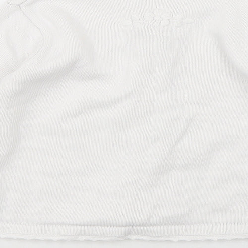 Mothercare Girls White Round Neck  Cotton Cardigan Jumper Size 2-3 Years  Button
