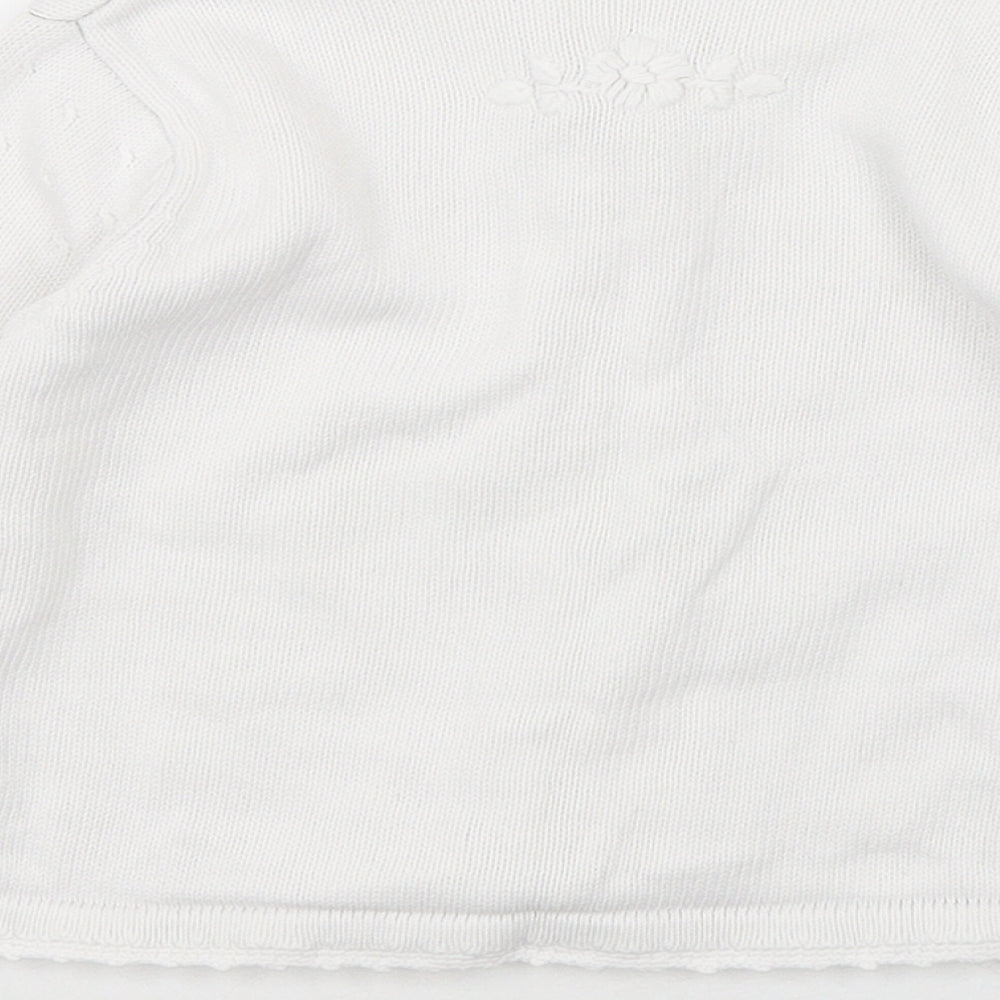 Mothercare Girls White Round Neck  Cotton Cardigan Jumper Size 2-3 Years  Button