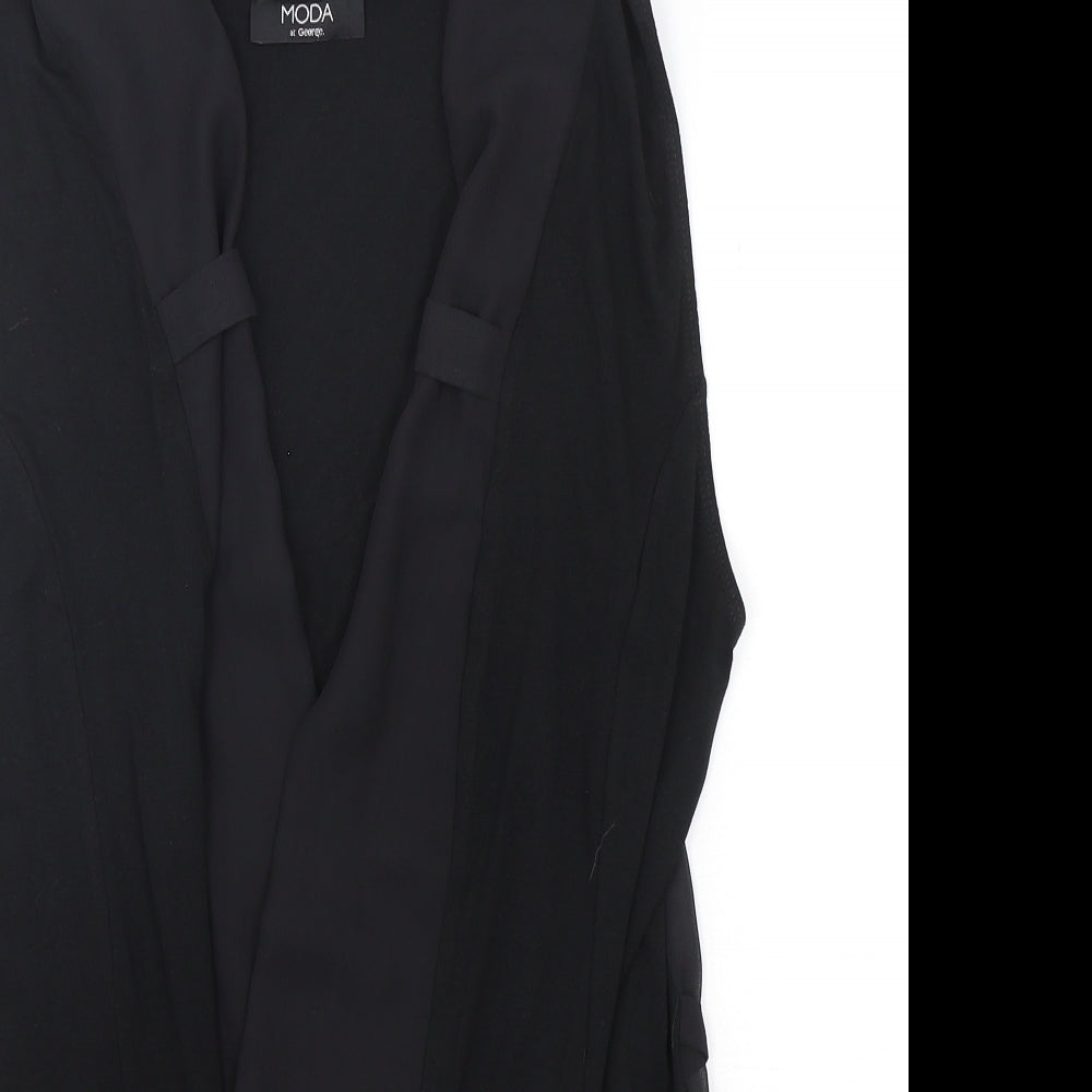 George Womens Black V-Neck  Polyester Cardigan Jumper Size 14