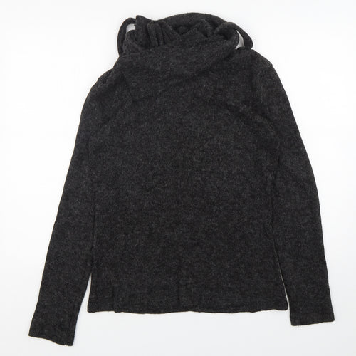 Cly-Homen Womens Grey Mock Neck  Polyester Pullover Jumper Size XL