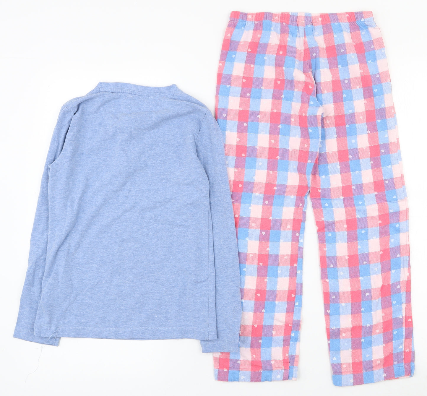 F&F Girls Multicoloured Gingham Cotton Top Pyjama Set Size 7-8 Years  Pullover