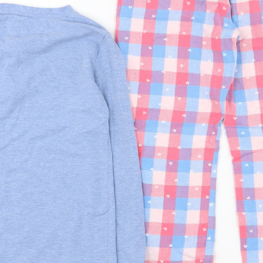 F&F Girls Multicoloured Gingham Cotton Top Pyjama Set Size 7-8 Years  Pullover