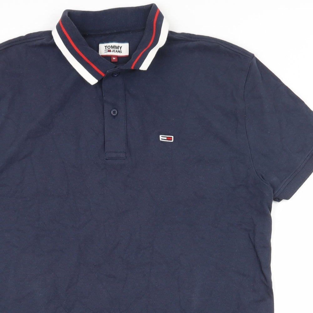 Tommy Hilfiger Mens Blue  Cotton  Polo Size M Collared Button