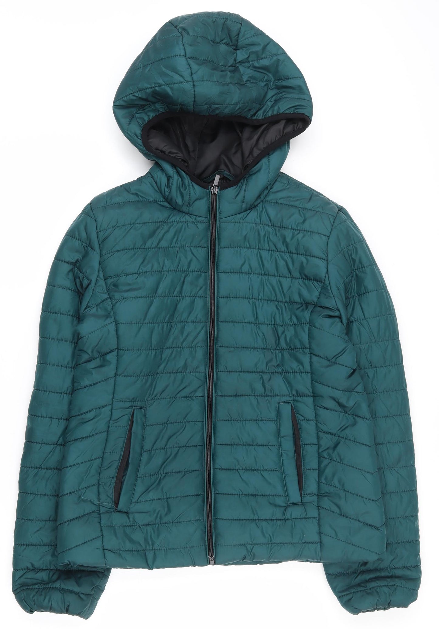 Stradivarius Womens Green   Puffer Jacket Coat Size M  Zip