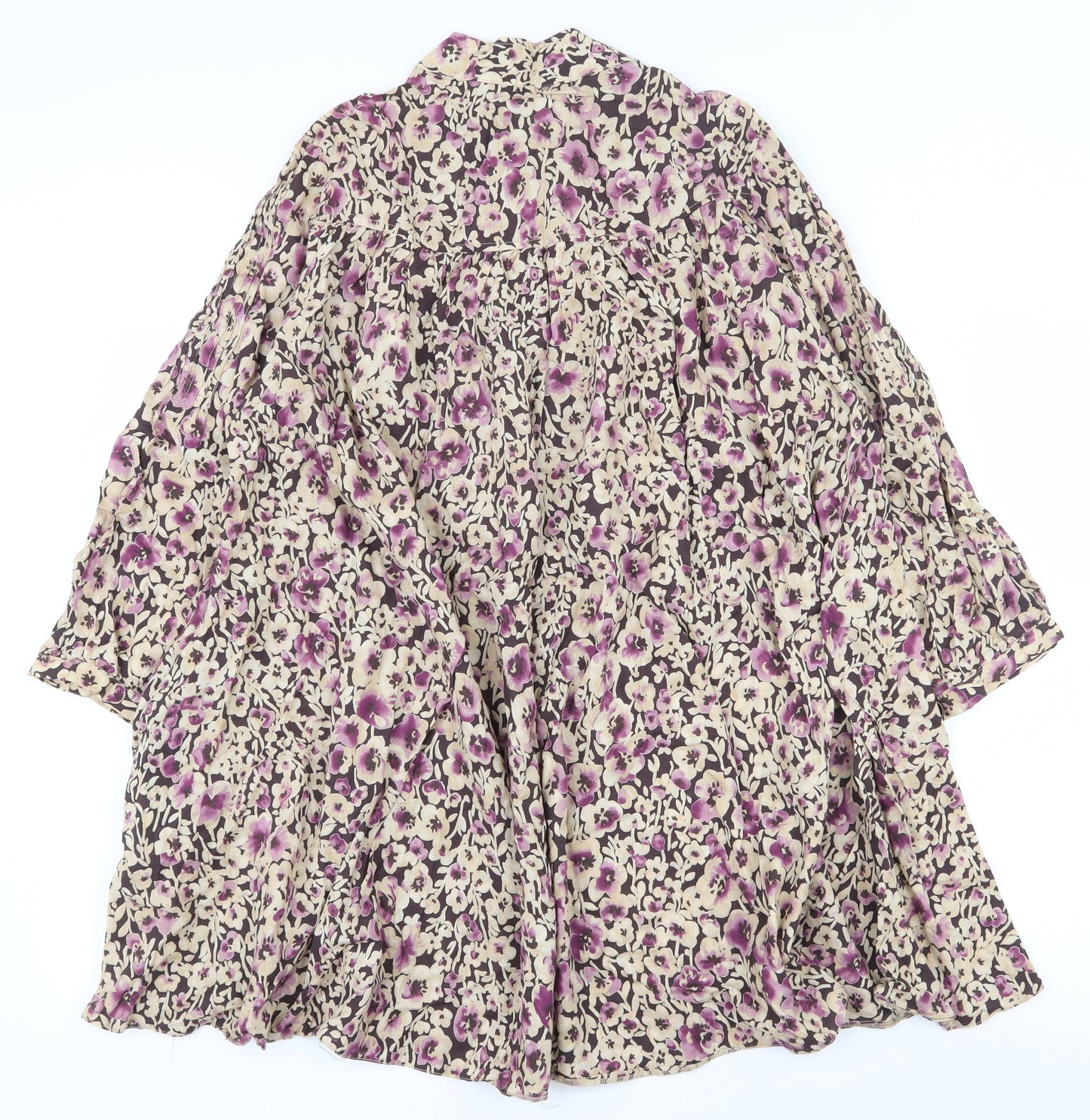 Atmosphere Womens Multicoloured Floral 100% Cotton Tunic Blouse Size 16 Crew Neck