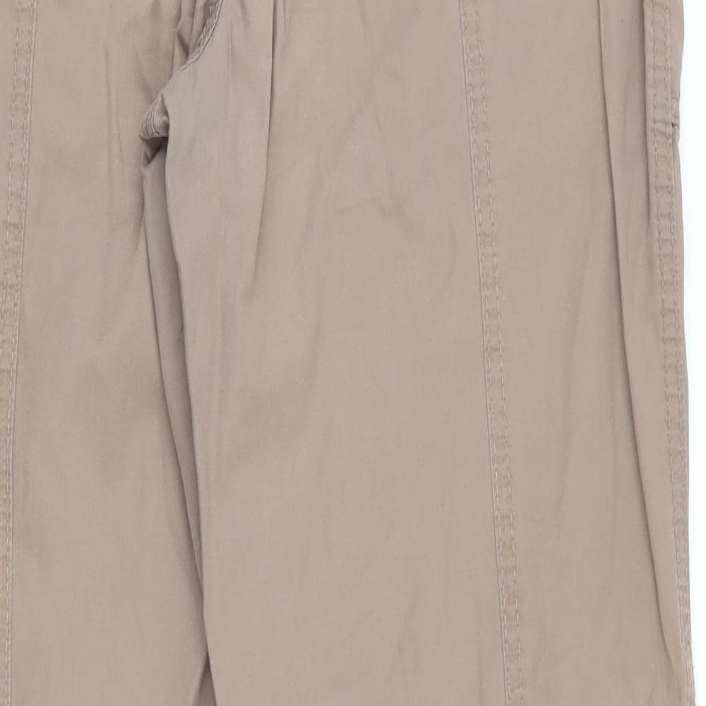 Marks and Spencer Womens Beige  Cotton Cargo Trousers Size 12 L28 in Regular Zip