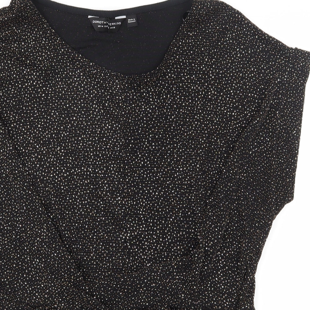 Dorothy Perkins Womens Black  Nylon Basic T-Shirt Size 18 Round Neck