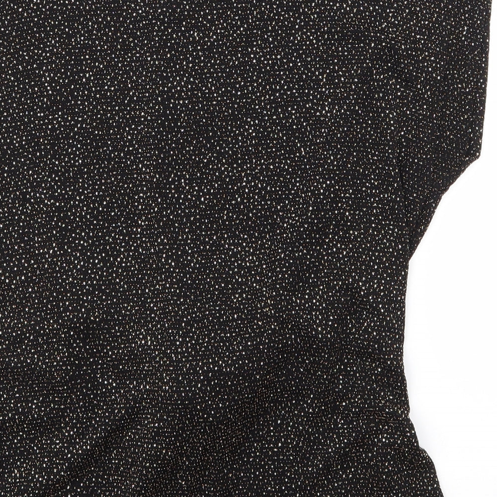 Dorothy Perkins Womens Black  Nylon Basic T-Shirt Size 18 Round Neck