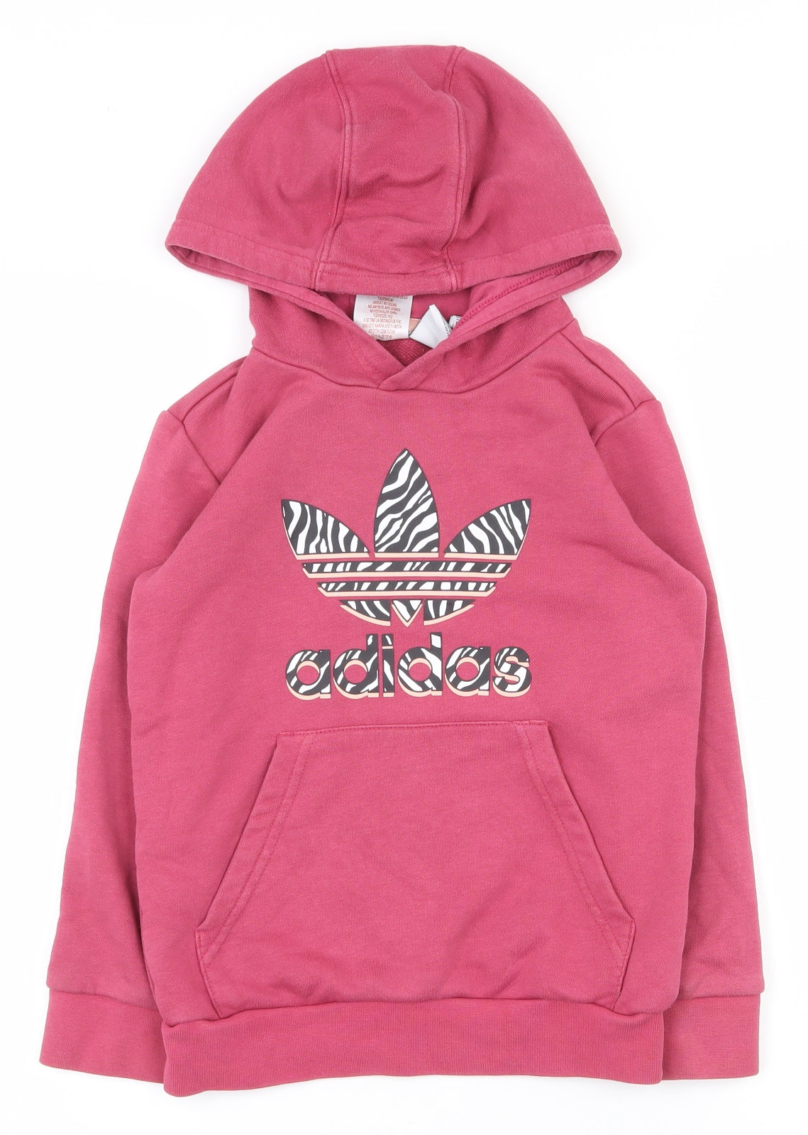 adidas Girls Pink  Cotton Pullover Hoodie Size 6-7 Years  Pullover