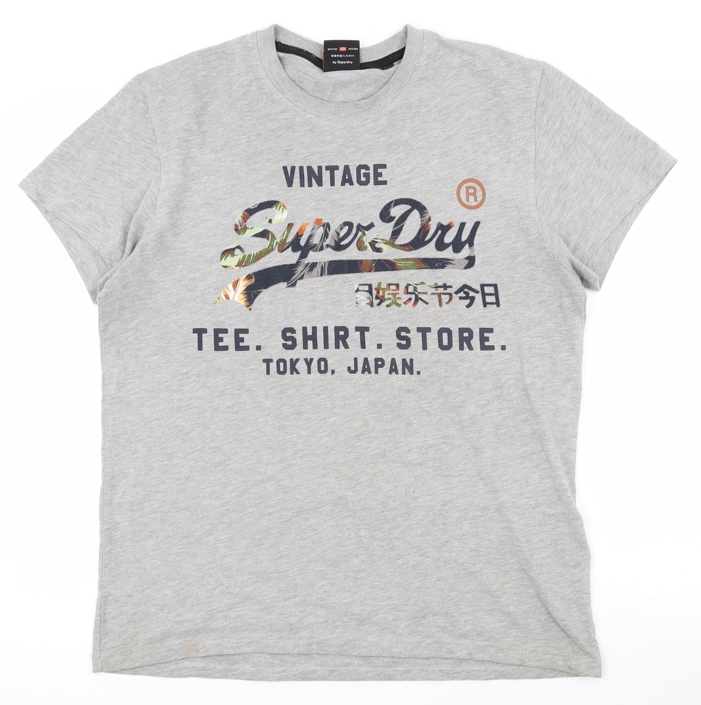 Superdry Womens Grey  Cotton Basic T-Shirt Size L Crew Neck