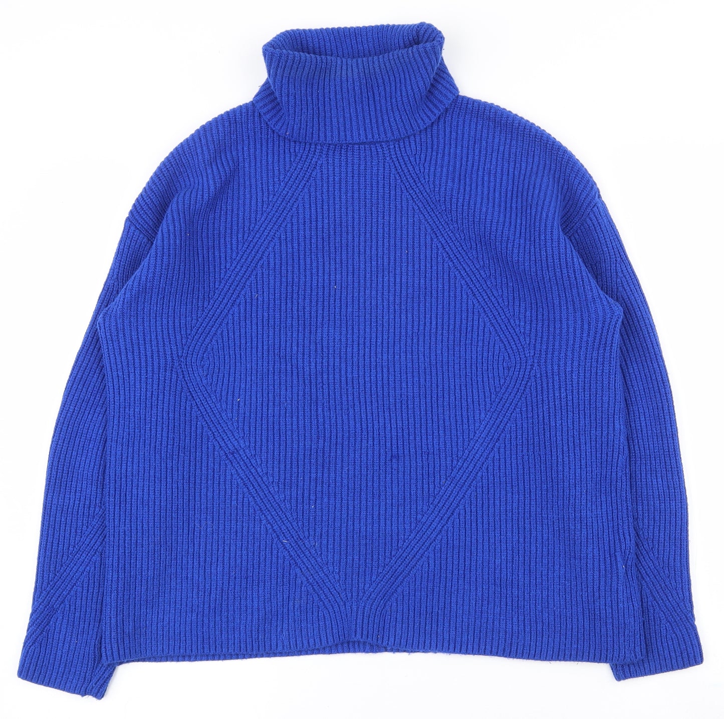 Marks and Spencer Womens Blue Roll Neck  Viscose Pullover Jumper Size M
