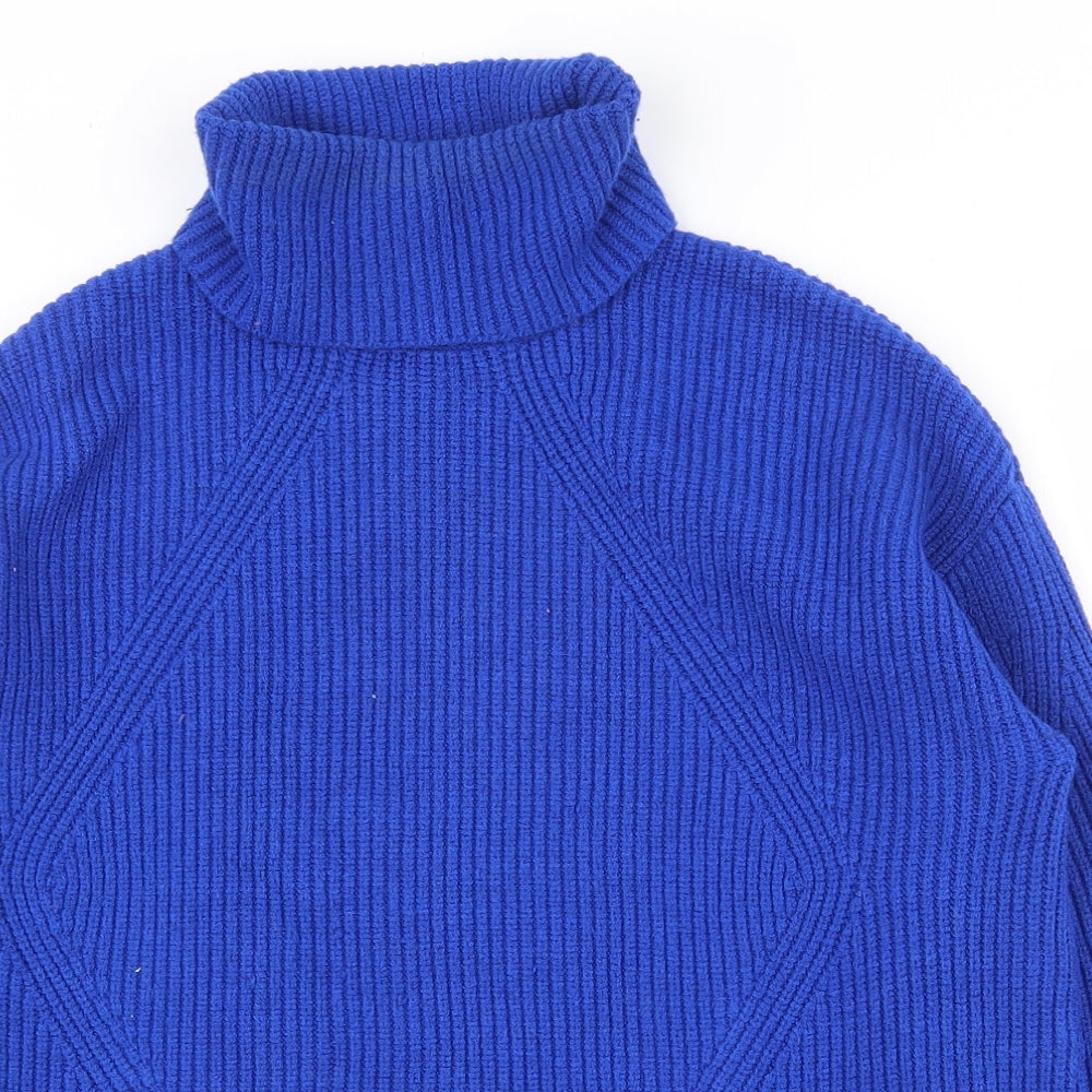 Marks and Spencer Womens Blue Roll Neck  Viscose Pullover Jumper Size M