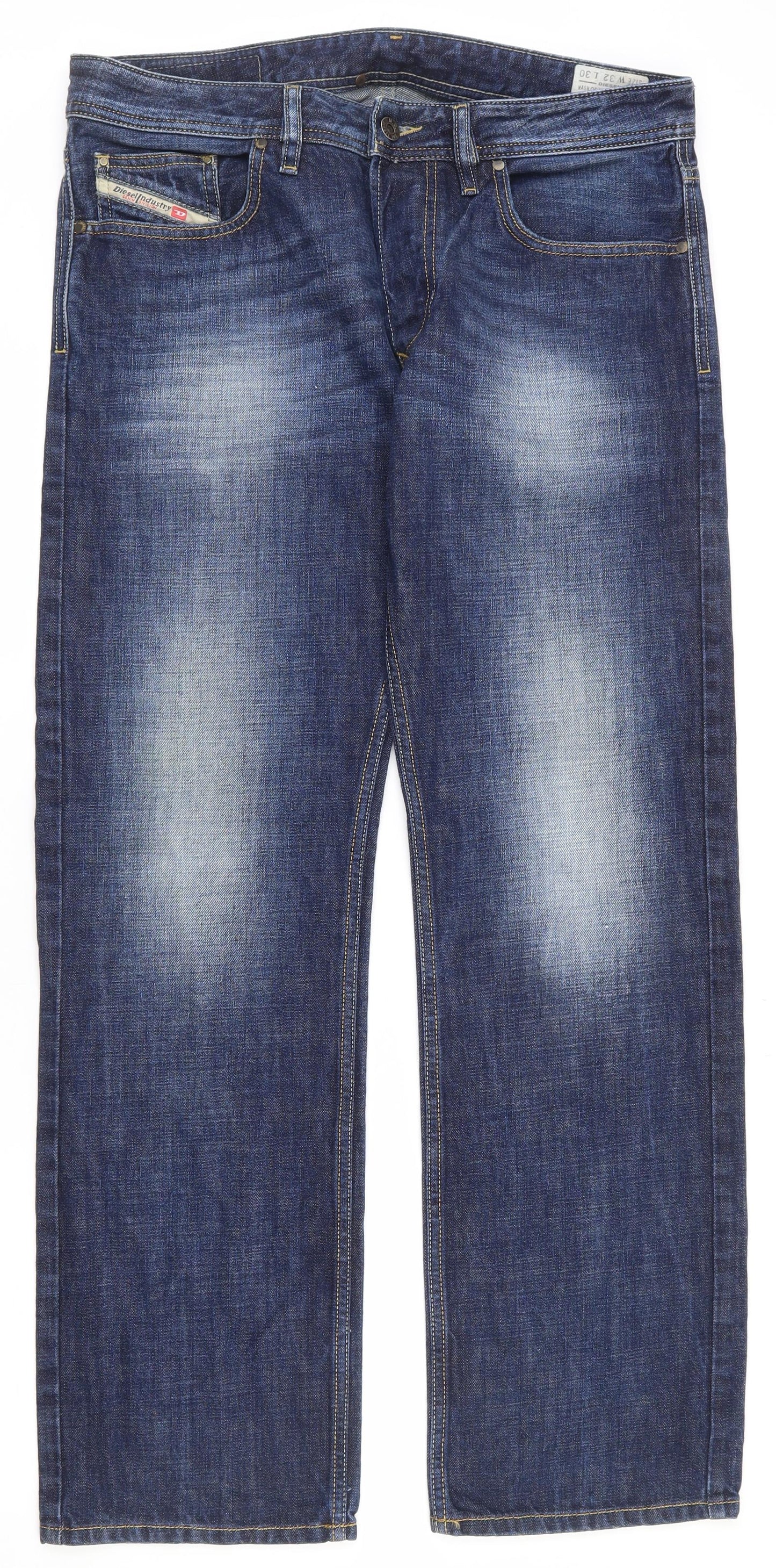 Diesel Mens Blue  Cotton Straight Jeans Size 32 in L30 in Regular Zip