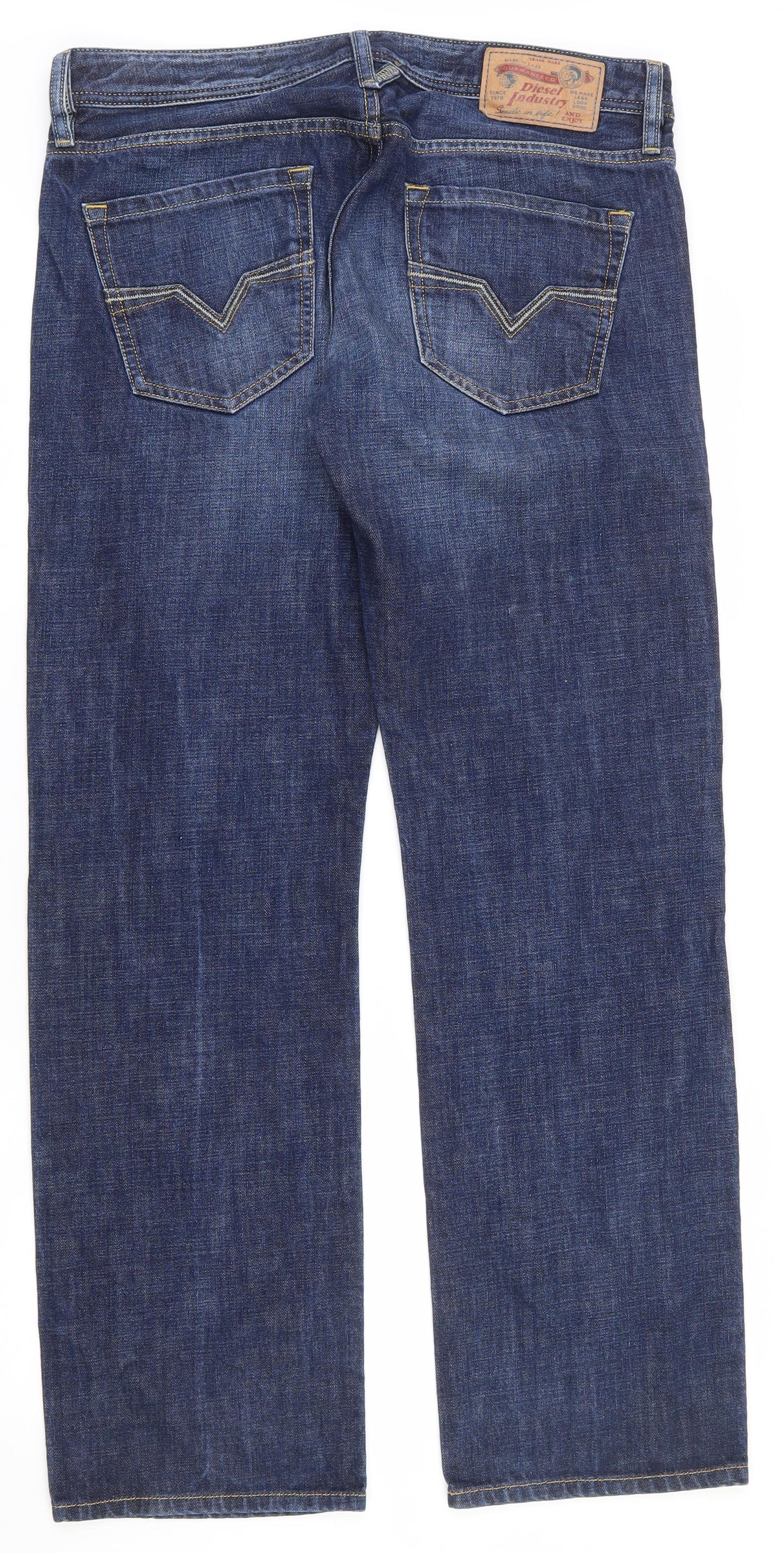 Diesel Mens Blue  Cotton Straight Jeans Size 32 in L30 in Regular Zip