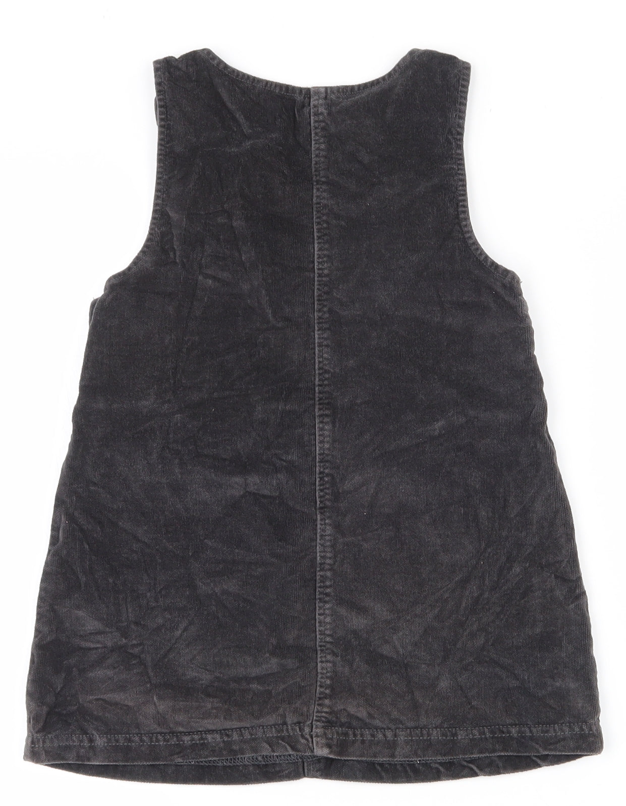 George Girls Grey  Cotton Pinafore/Dungaree Dress  Size 2-3 Years  Round Neck Button