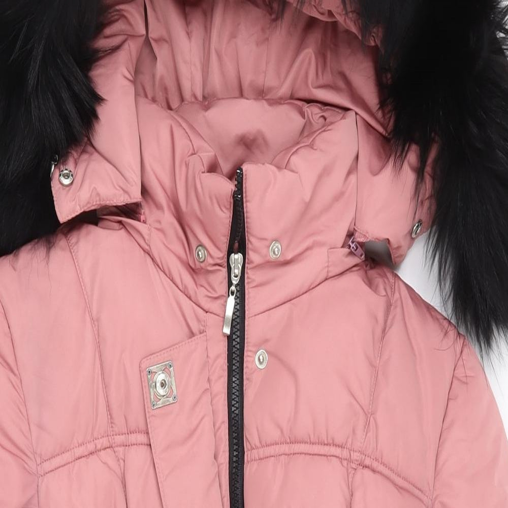 Red Ocean Womens Pink   Puffer Jacket Coat Size M  Zip - Removable fur trim