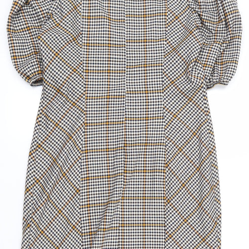 Lola Skye Womens Multicoloured Geometric Polyester A-Line  Size 12  Square Neck Zip