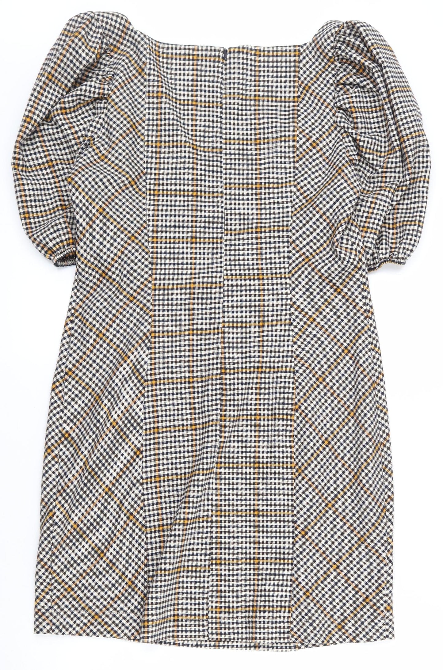 Lola Skye Womens Multicoloured Geometric Polyester A-Line  Size 12  Square Neck Zip