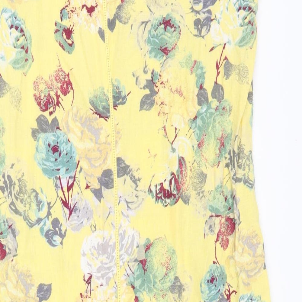 NEXT Womens Yellow Floral Linen Fit & Flare  Size 10  Scoop Neck Pullover