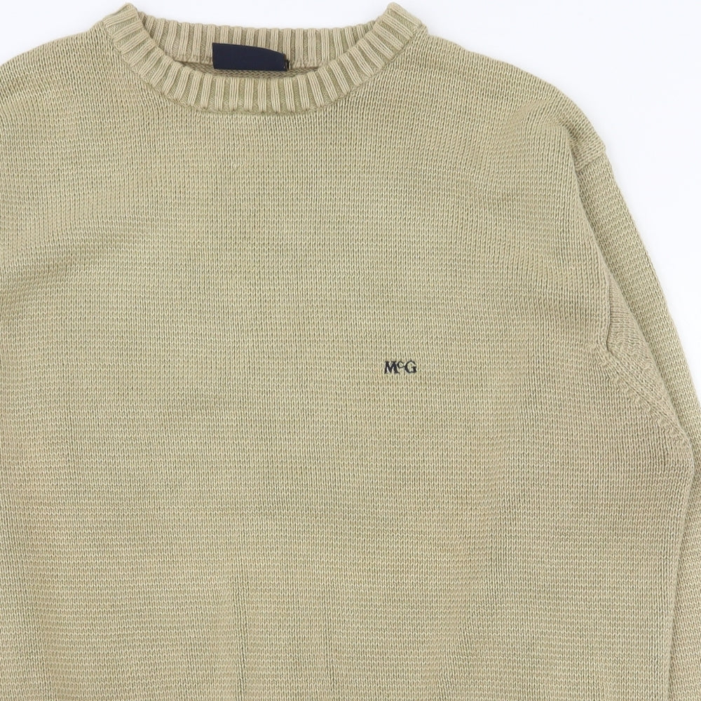 McGregor Mens Beige Crew Neck  Cotton Pullover Jumper Size L
