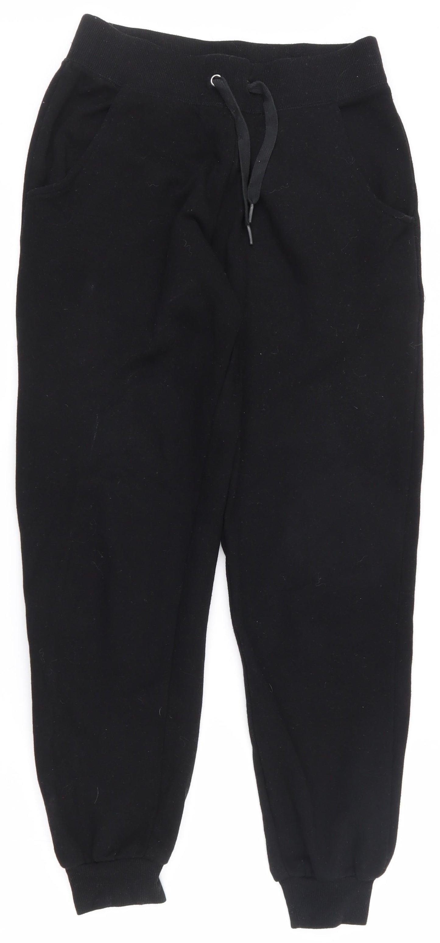 New Look Womens Black  Cotton Jogger Trousers Size S L27.5 in Regular Drawstring