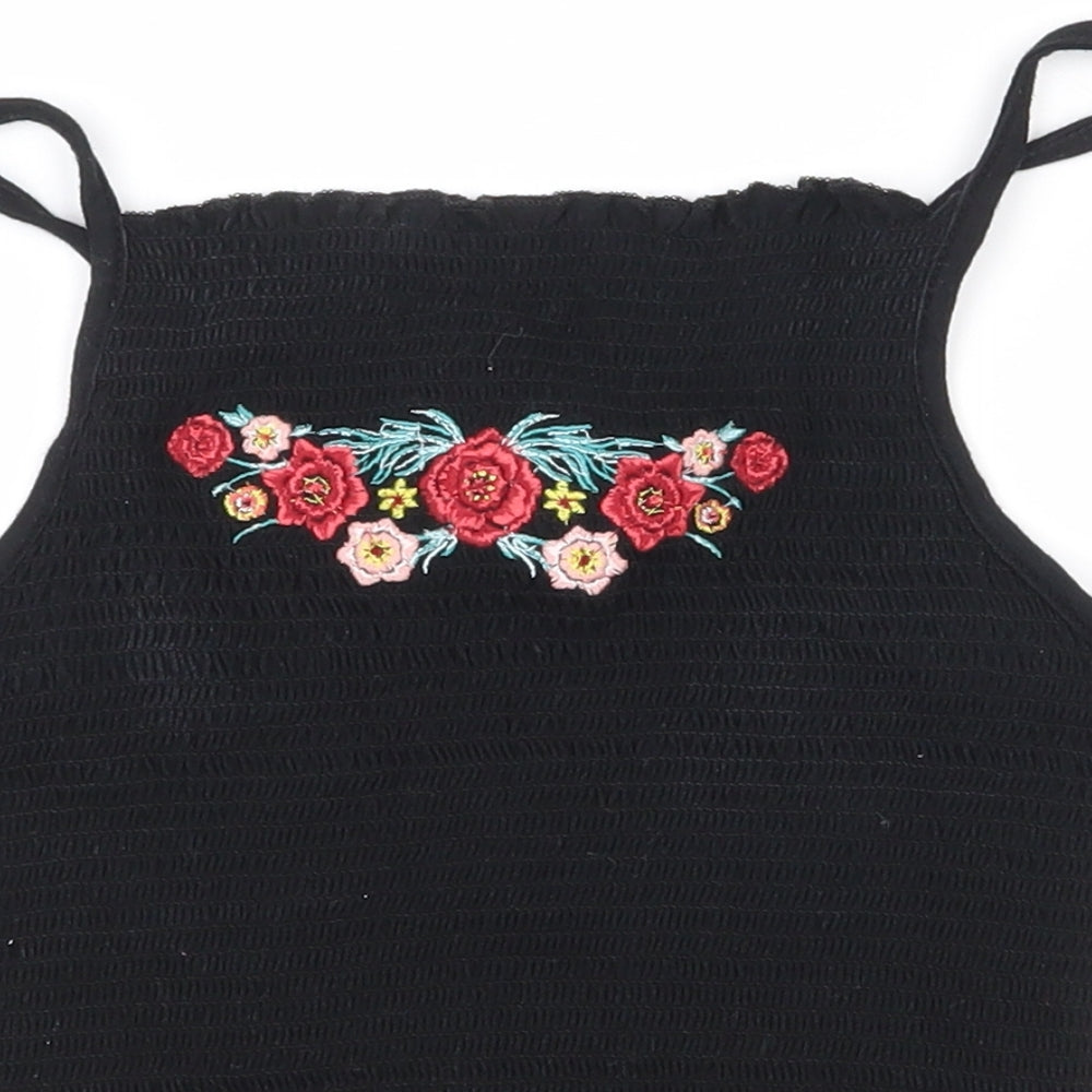 Primark Womens Black  100% Cotton Camisole Tank Size 8 Square Neck