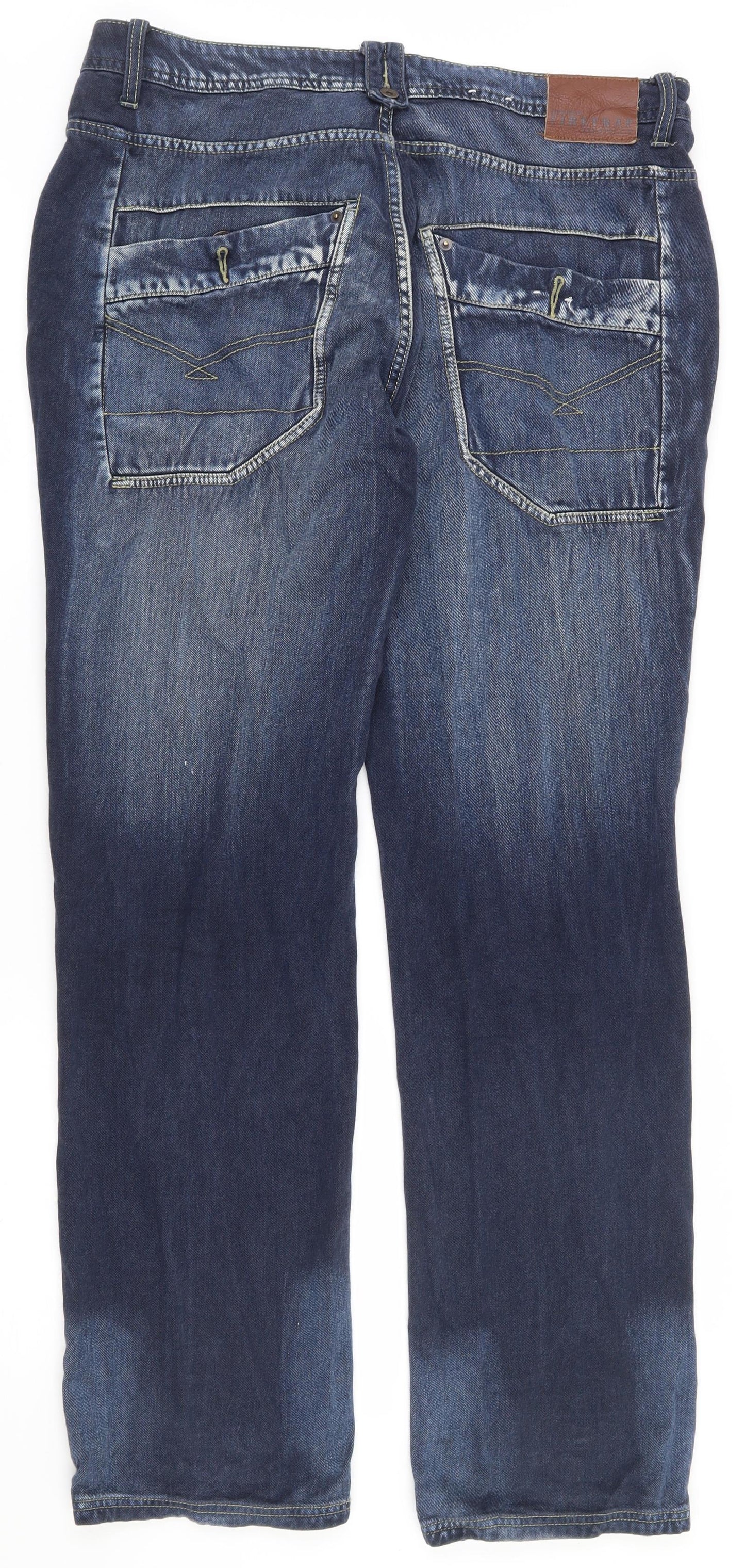 Firetrap Mens Blue  Cotton Straight Jeans Size 34 L31 in Regular Button