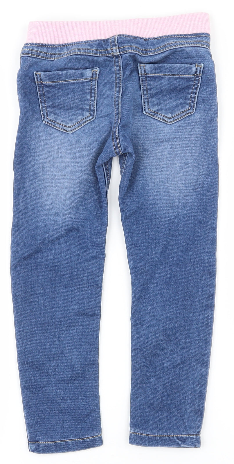 F&F Girls Blue  Cotton Straight Jeans Size 3-4 Years  Regular Button