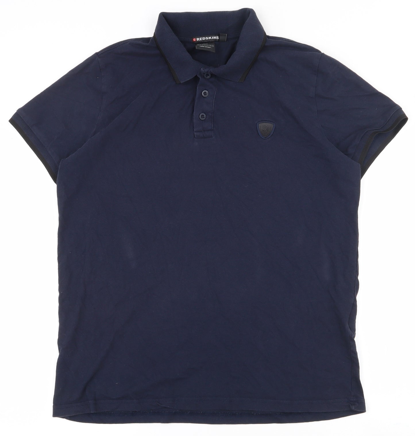 Redskins Mens Blue  Cotton  Polo Size XL Collared Button