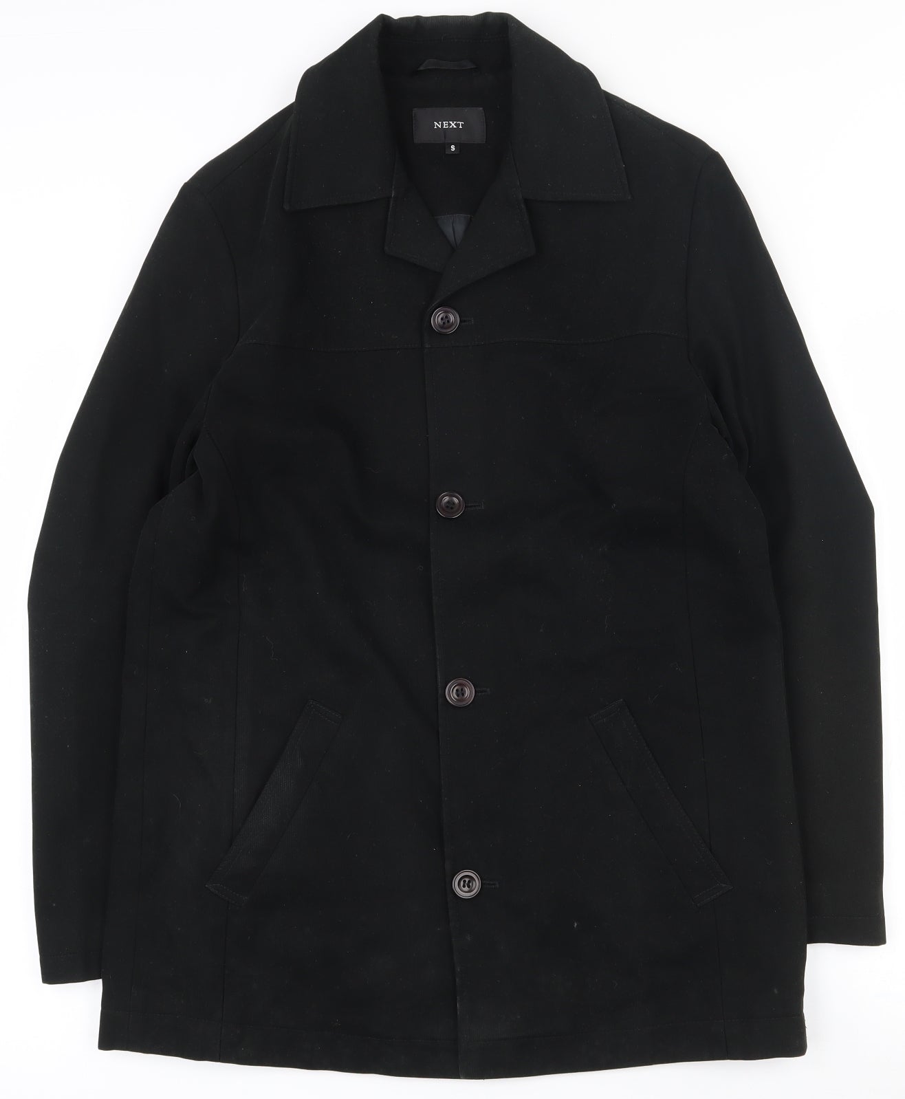 NEXT Womens Black   Overcoat Coat Size S  Button