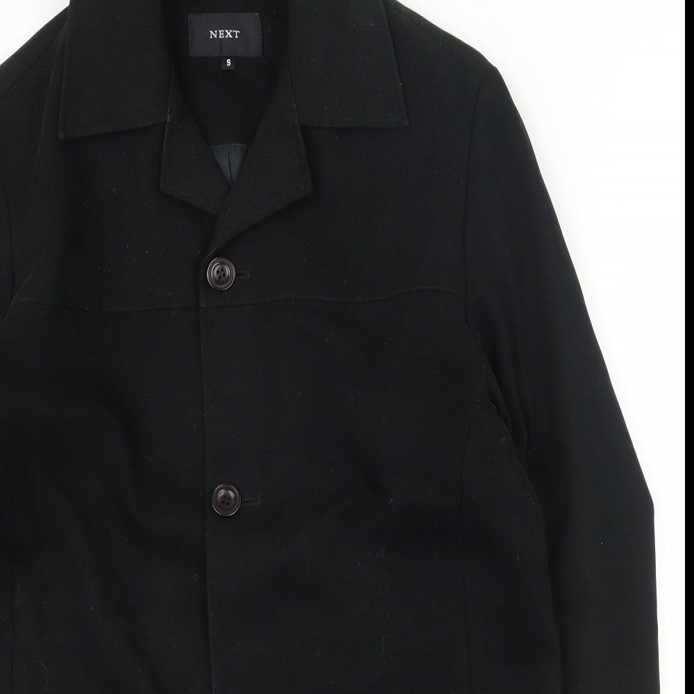 NEXT Womens Black   Overcoat Coat Size S  Button
